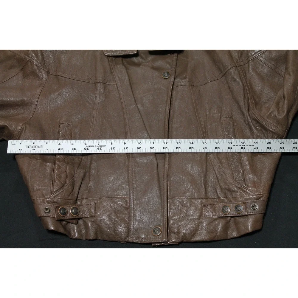 Adventure Bound Originals Brown Leather Bomber Motorcycle Jacket Mens M